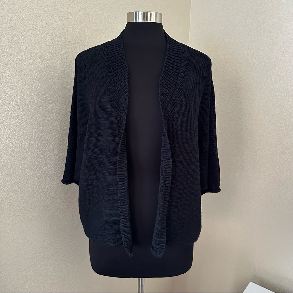 Akemi + Kin Anthropologie Black 3/4 SleeveOversized Open Front Cardigan Size OS